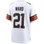 Kooe C.Browns #21 Denzel Ward White Game Stitched Jerseys