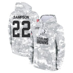 Kooe C.Browns #22 Dylan Sampson Player Arctic Camo Salute to Service Hoodies Limited Game Stitched Jerseys