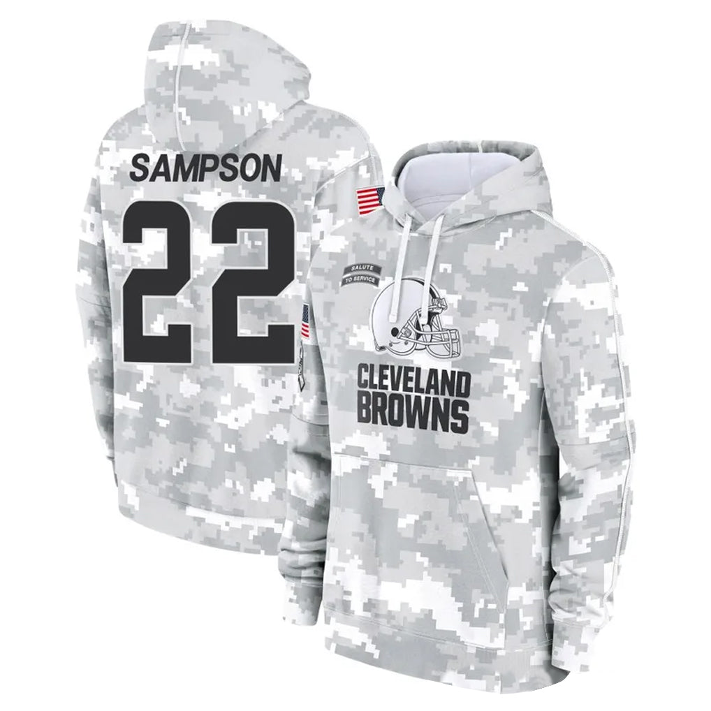 Kooe C.Browns #22 Dylan Sampson Player Arctic Camo Salute to Service Hoodies Limited Game Stitched Jerseys