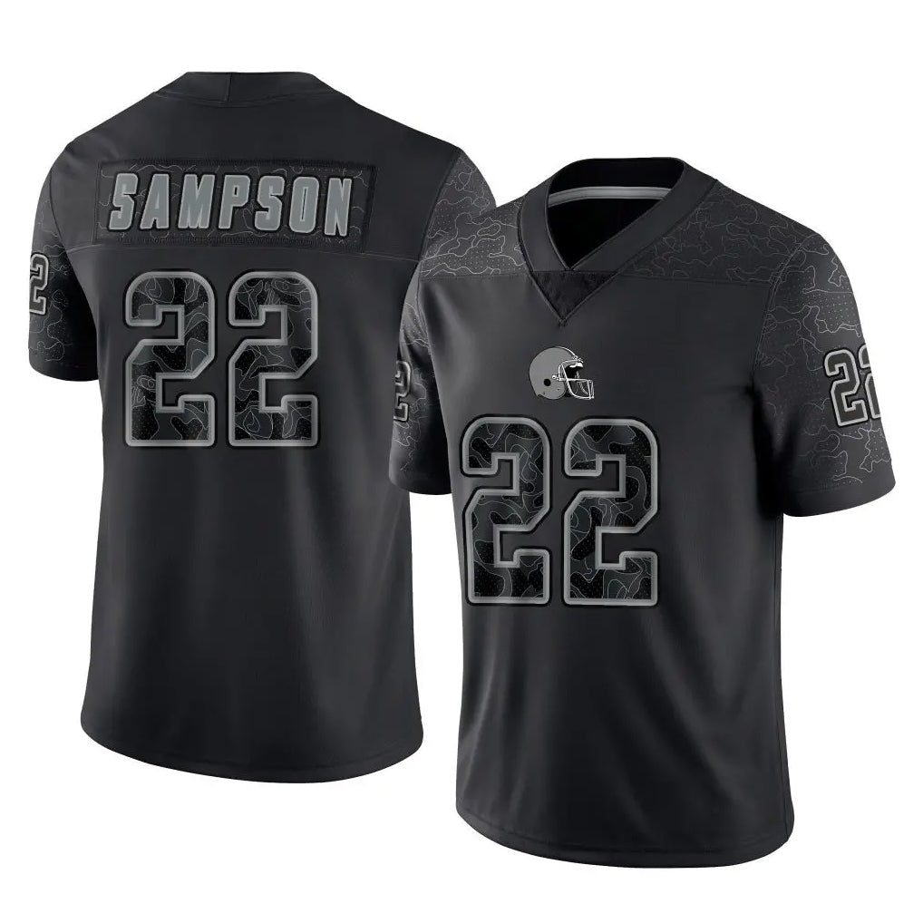 Kooe C.Browns #22 Dylan Sampson Player Black Reflective Home Game Stitched Jerseys