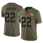 Kooe C.Browns #22 Dylan Sampson Player Olive Salute to Service Limited Game Stitched Jerseys