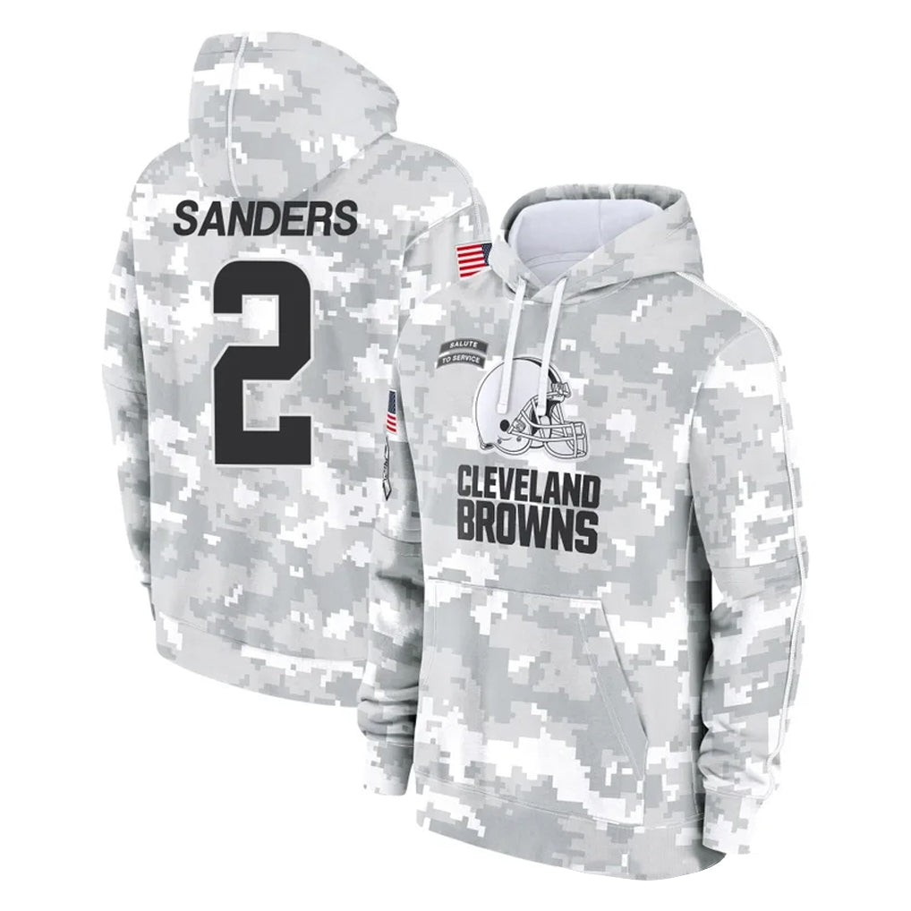 Kooe C.Browns #2 Shedeur Sanders Player Arctic Camo Salute to Service Hoodies Limited Game Stitched Jerseys
