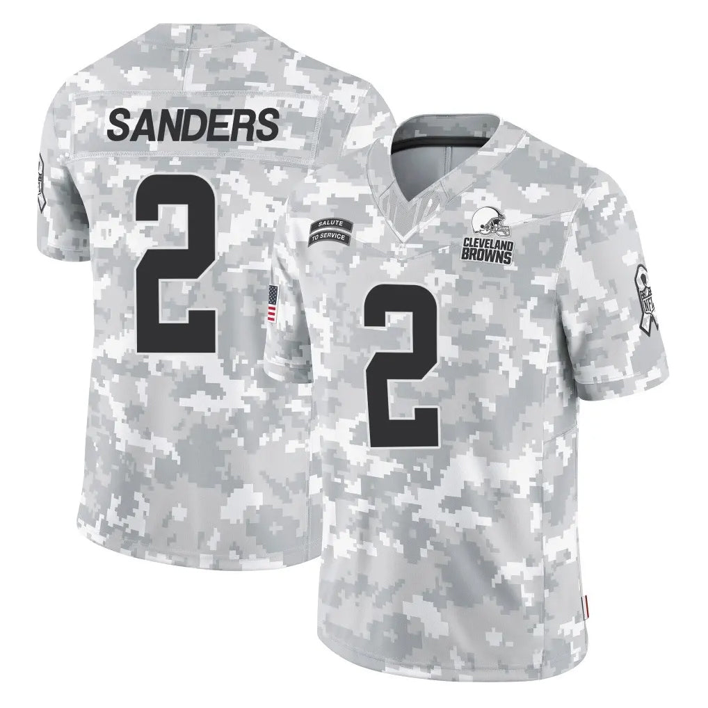 Kooe C.Browns #2 Shedeur Sanders Player Arctic Camo Salute to Service Limited Home Game Stitched Jerseys