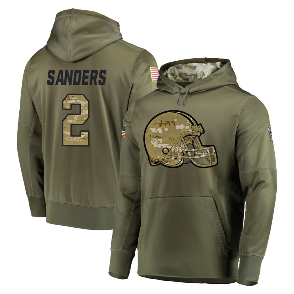 Kooe C.Browns #2 Shedeur Sanders Player Olive Salute to Service Pullover Hoodies Home Game Stitched Jerseys