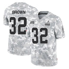 Kooe C.Browns #32 Jim Brown Player Arctic Camo Salute to Service Limited Home Game Stitched Jerseys