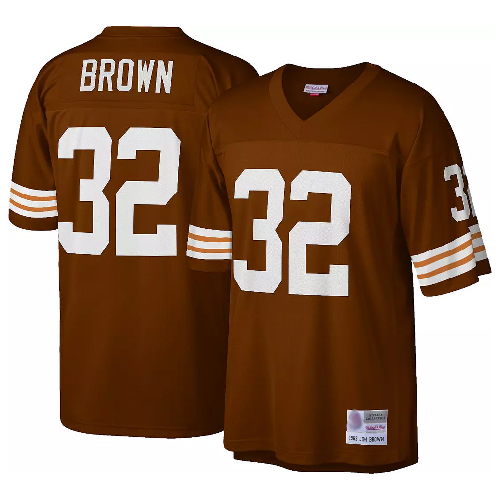 Kooe C.Browns #32 Jim Brown Player Brown Mitchell & Ness 1963 Throwback Stitched Jerseys