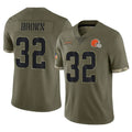 Kooe C.Browns #32 Jim Brown Player Olive Salute to Service Limited Game Stitched Jerseys