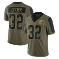 Kooe C.Browns #32 Jim Brown Player Olive Salute to Service Limited Home Game Stitched Jerseys