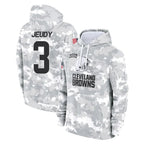 Kooe C.Browns #3 Jerry Jeudy Player Arctic Camo Salute to Service Hoodies Limited Game Stitched Jerseys