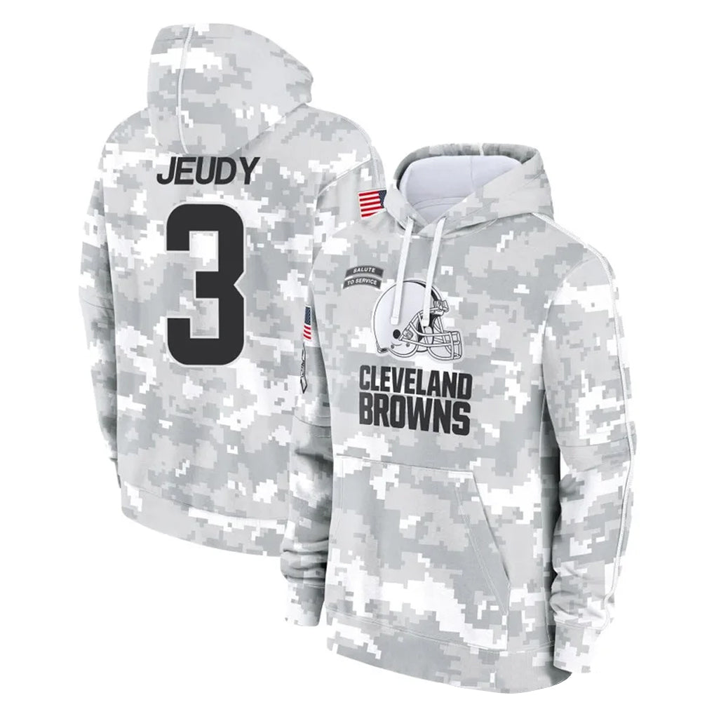 Kooe C.Browns #3 Jerry Jeudy Player Arctic Camo Salute to Service Hoodies Limited Game Stitched Jerseys