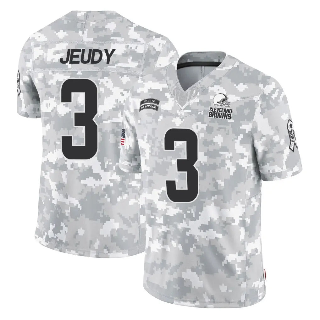 Kooe C.Browns #3 Jerry Jeudy Player Arctic Camo Salute to Service Limited Home Game Stitched Jerseys