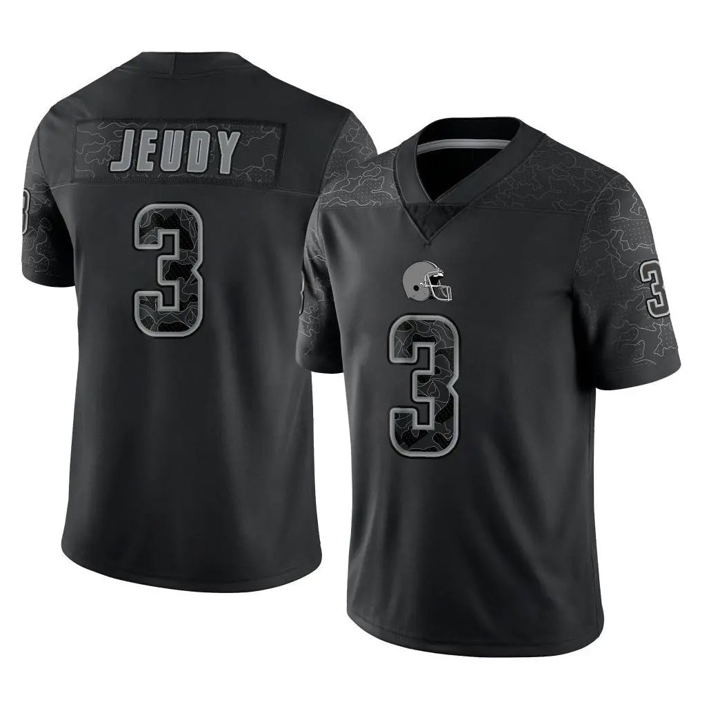 Kooe C.Browns #3 Jerry Jeudy Player Black Reflective Home Game Stitched Jerseys