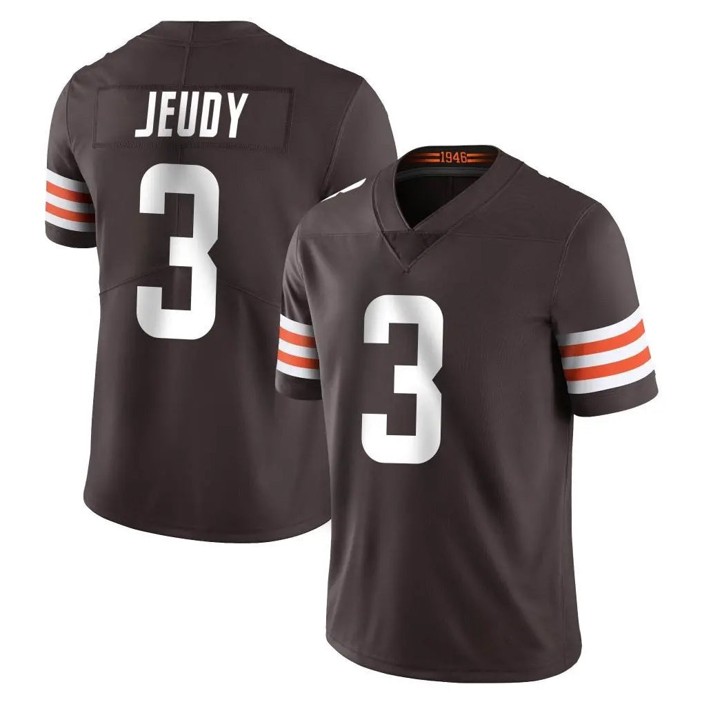 Kooe C.Browns #3 Jerry Jeudy Player Brown Color Vapor Untouchable Limited Home Game Stitched Jerseys