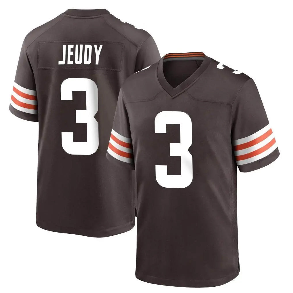 Kooe C.Browns #3 Jerry Jeudy Player Brown Home Game Stitched Jerseys