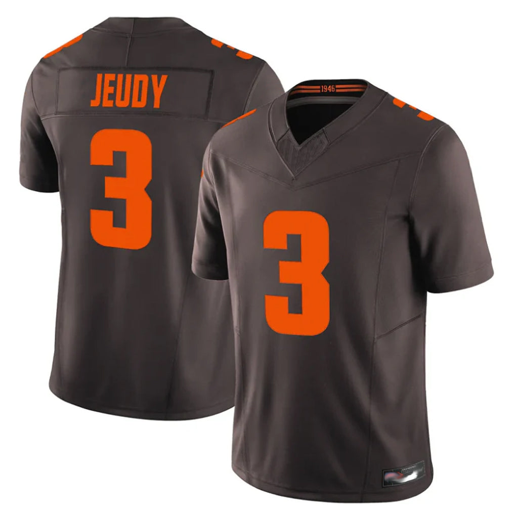 Kooe C.Browns #3 Jerry Jeudy Player Brown Limited Vapor F.U.S.E. Alternate Game Stitched Jerseys