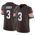 Kooe C.Browns #3 Jerry Jeudy Player Brown Vapor F.U.S.E. Limited Home Game Stitched Jerseys