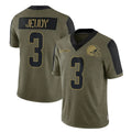 Kooe C.Browns #3 Jerry Jeudy Player Olive Salute to Service Limited Home Game Stitched Jerseys