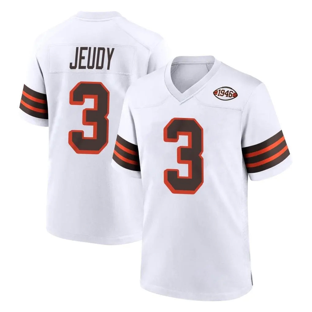 Kooe C.Browns #3 Jerry Jeudy Player White Alternate Home Game Stitched Jerseys