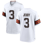 KooeC.Browns #3 Jerry Jeudy Player White Home Game Stitched Jerseys