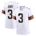 Kooe C.Browns #3 Jerry Jeudy Player White Home Game Stitched Jerseys