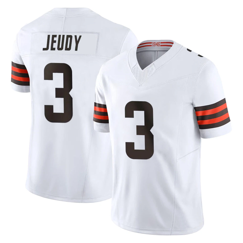 Kooe C.Browns #3 Jerry Jeudy Player White Vapor F.U.S.E. Limited Home Game Stitched Jerseys