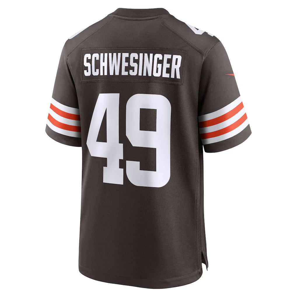 Kooe C.Browns #49 Carson Schwesinger Brown 2025 Draft Game Stitched Jerseys