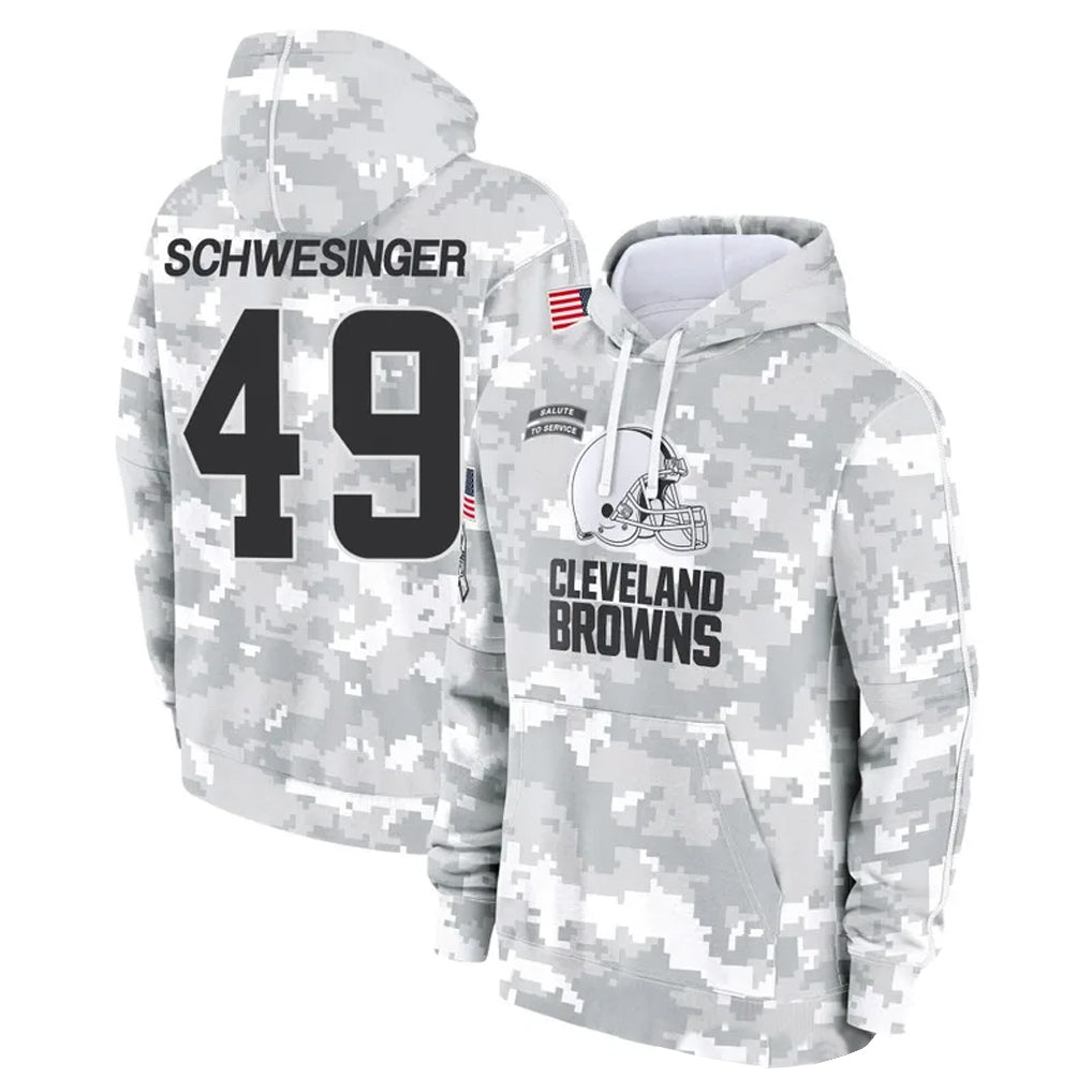 Kooe C.Browns #49 Carson Schwesinger Player Arctic Camo Salute to Service Hoodies Limited Game Stitched Jerseys