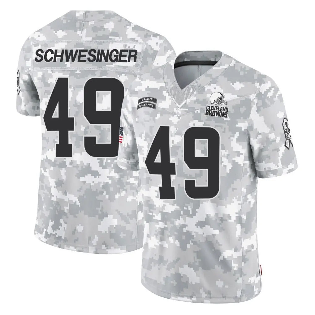 Kooe C.Browns #49 Carson Schwesinger Player Arctic Camo Salute to Service Limited Home Game Stitched Jerseys