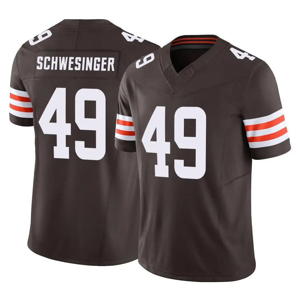 Kooe C.Browns #49 Carson Schwesinger Player Brown Vapor F.U.S.E. Limited Home Game Stitched Jerseys