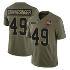 Kooe C.Browns #49 Carson Schwesinger Player Olive 2025 Salute to Service Limited Home Game Stitched Jerseys