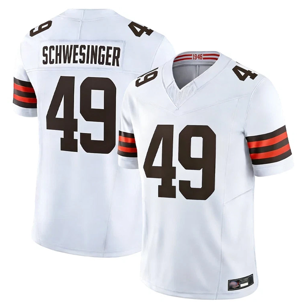 Kooe C.Browns #49 Carson Schwesinger Player White Vapor F.U.S.E. Limited Home Game Stitched Jerseys