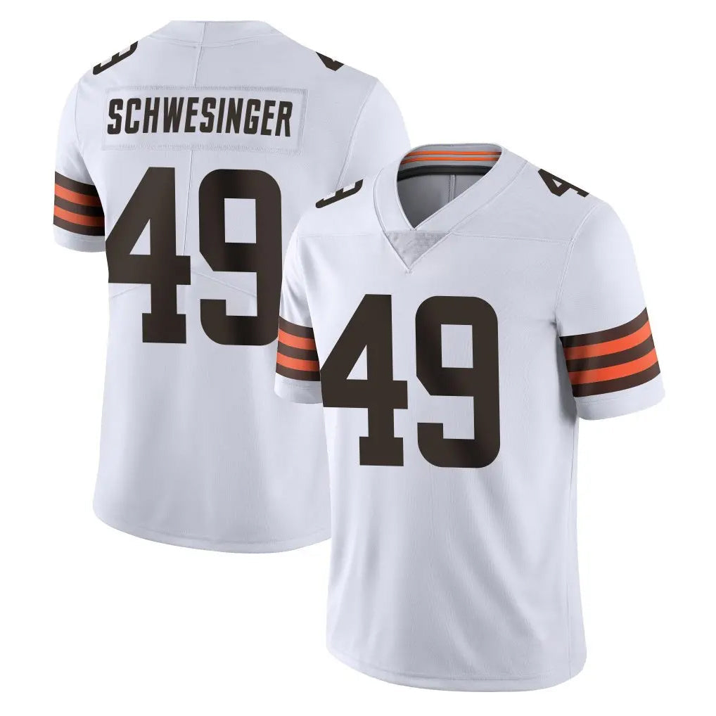 Kooe C.Browns #49 Carson Schwesinger Player White Vapor Untouchable Limited Home Game Stitched Jerseys