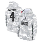 Kooe C.Browns #4 Deshaun Watson Player Arctic Camo Salute to Service Hoodies Limited Game Stitched Jerseys