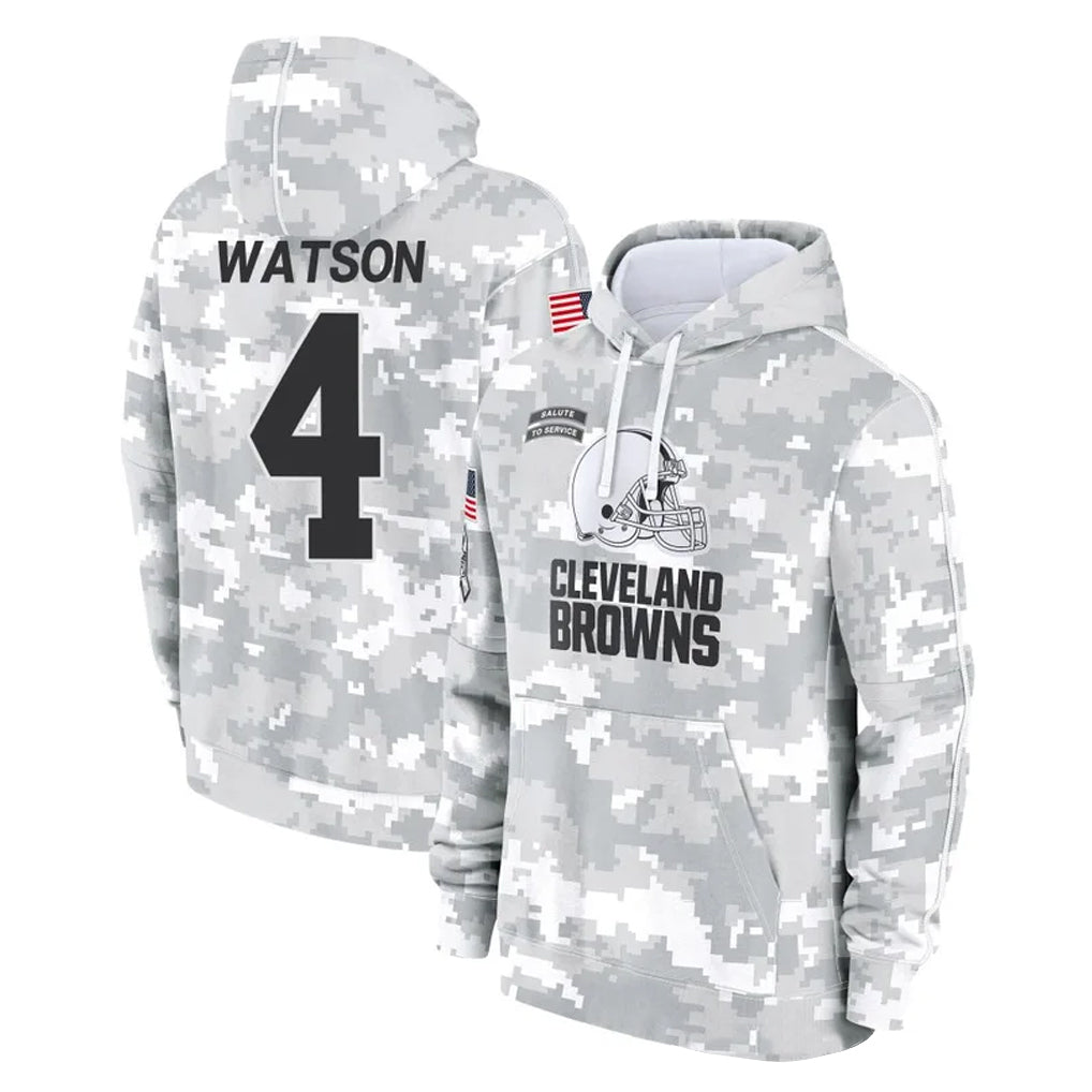 Kooe C.Browns #4 Deshaun Watson Player Arctic Camo Salute to Service Hoodies Limited Game Stitched Jerseys