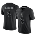 Kooe C.Browns #4 Deshaun Watson Player Black Reflective Home Game Stitched Jerseys