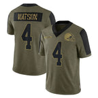 Kooe C.Browns #4 Deshaun Watson Player Olive Salute to Service Limited Home Game Stitched Jerseys