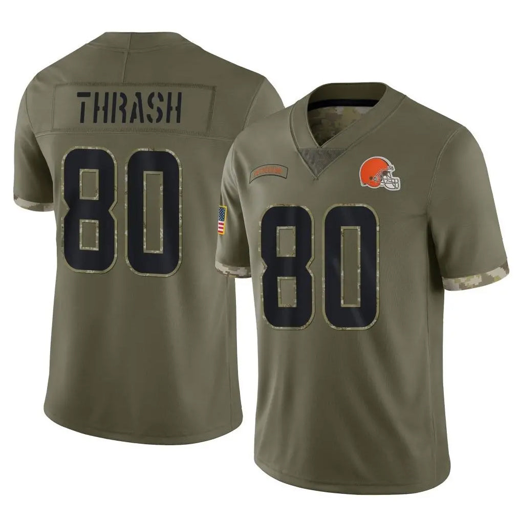 Kooe C.Browns #80 Jamari Thrash Player Olive Salute to Service Limited Game Stitched Jerseys