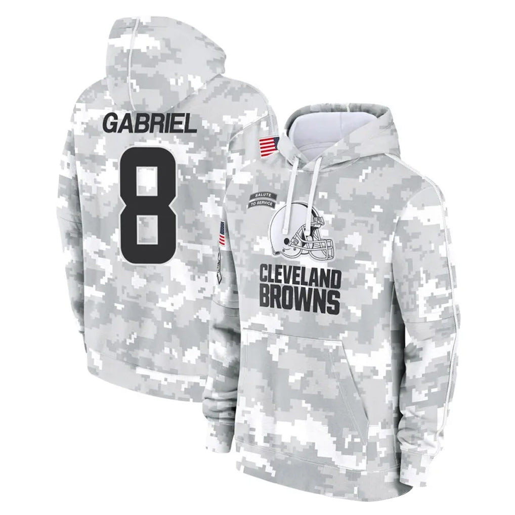 Kooe C.Browns #8 Dillon Gabriel Player Arctic Camo Salute to Service Hoodies Limited Game Stitched Jerseys