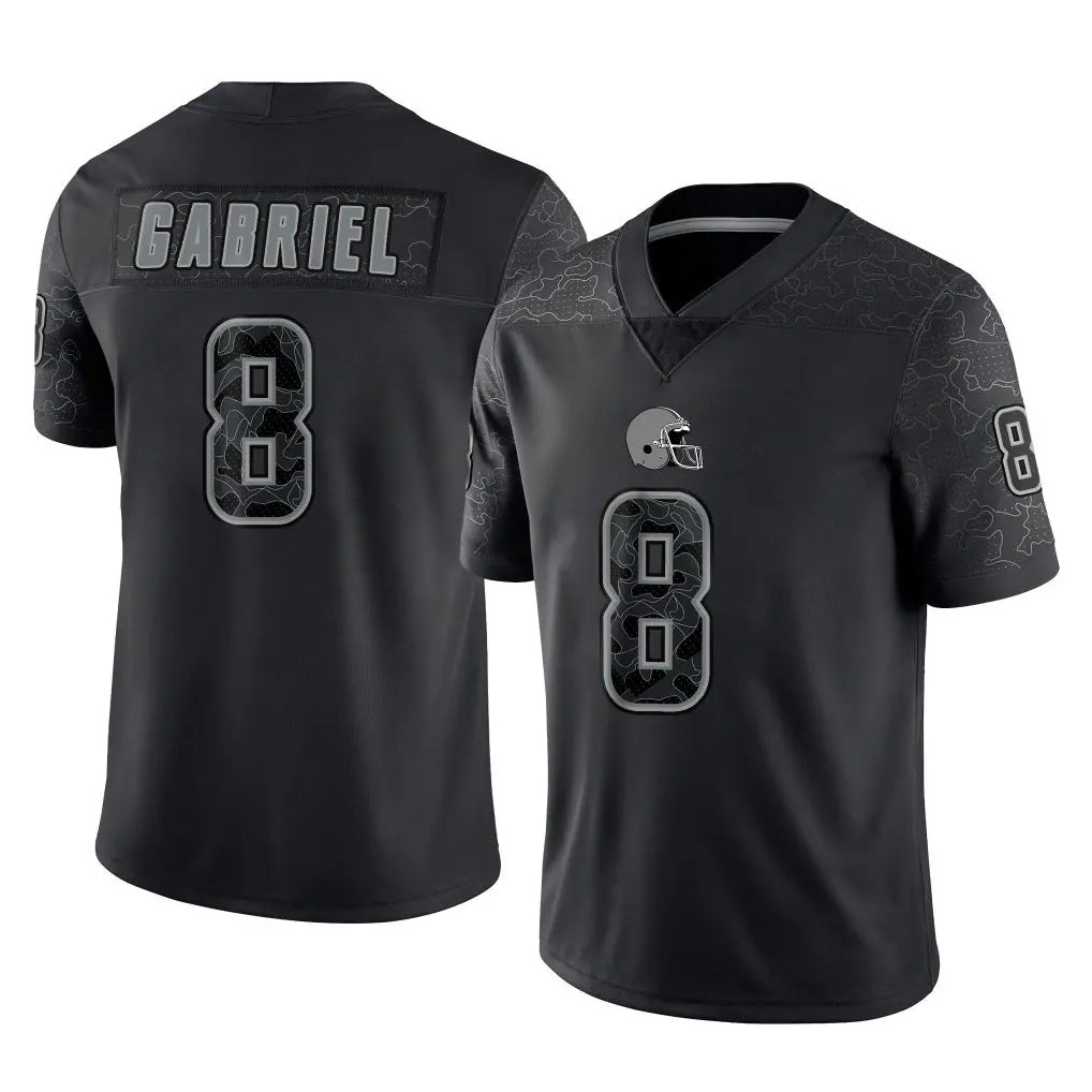 Kooe C.Browns #8 Dillon Gabriel Player Black Reflective Home Game Stitched Jerseys