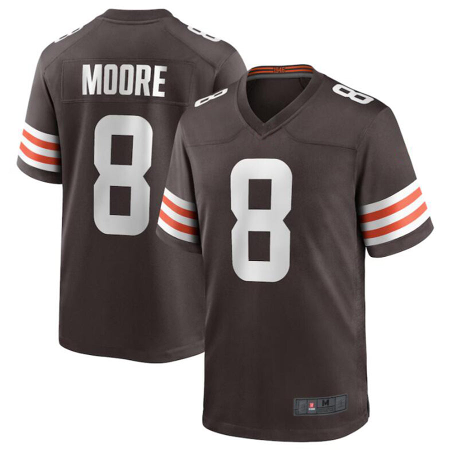 Kooe C.Browns #8 Elijah Moore Brown Game Retired Player Jersey American Stitched Jerseys
