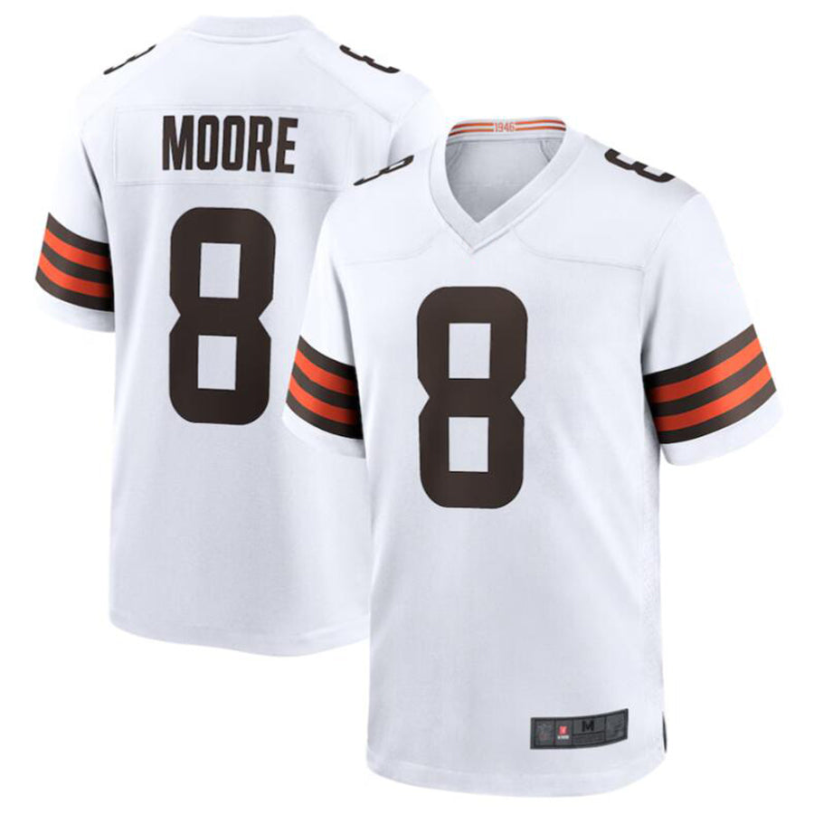 Kooe C.Browns #8 Elijah Moore White Game Retired Player Jersey American Stitched  Jerseys