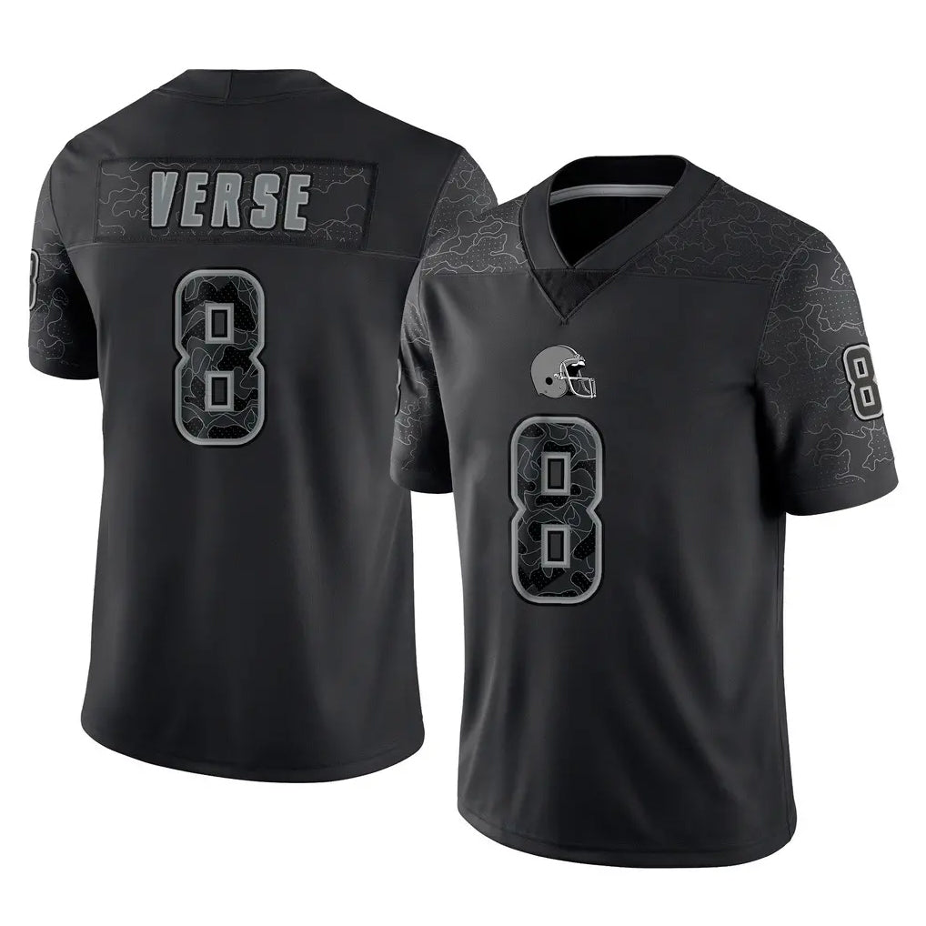 Kooe C.Browns #8 Jared Verse Player Black Reflective Home Game Stitched Jerseys