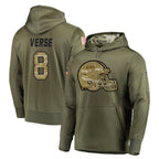 Kooe C.Browns #8 Jared Verse Player Olive Salute to Service Pullover Hoodies Home Game Stitched Jerseys