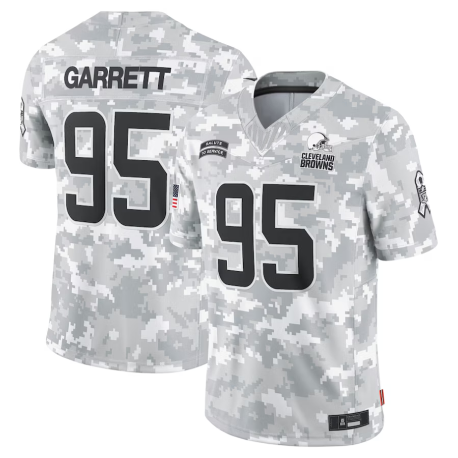 KooeC.Browns #95 Myles Garrett Player Arctic Camo Salute to Service Limited Stitched Jerseys