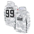 Kooe C.Browns #99 Julian Okwara Player Arctic Camo Salute to Service Hoodies Limited Game Stitched Jerseys
