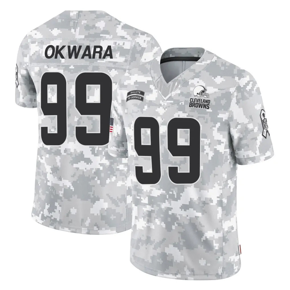 Kooe C.Browns #99 Julian Okwara Player Arctic Camo Salute to Service Limited Home Game Stitched Jerseys