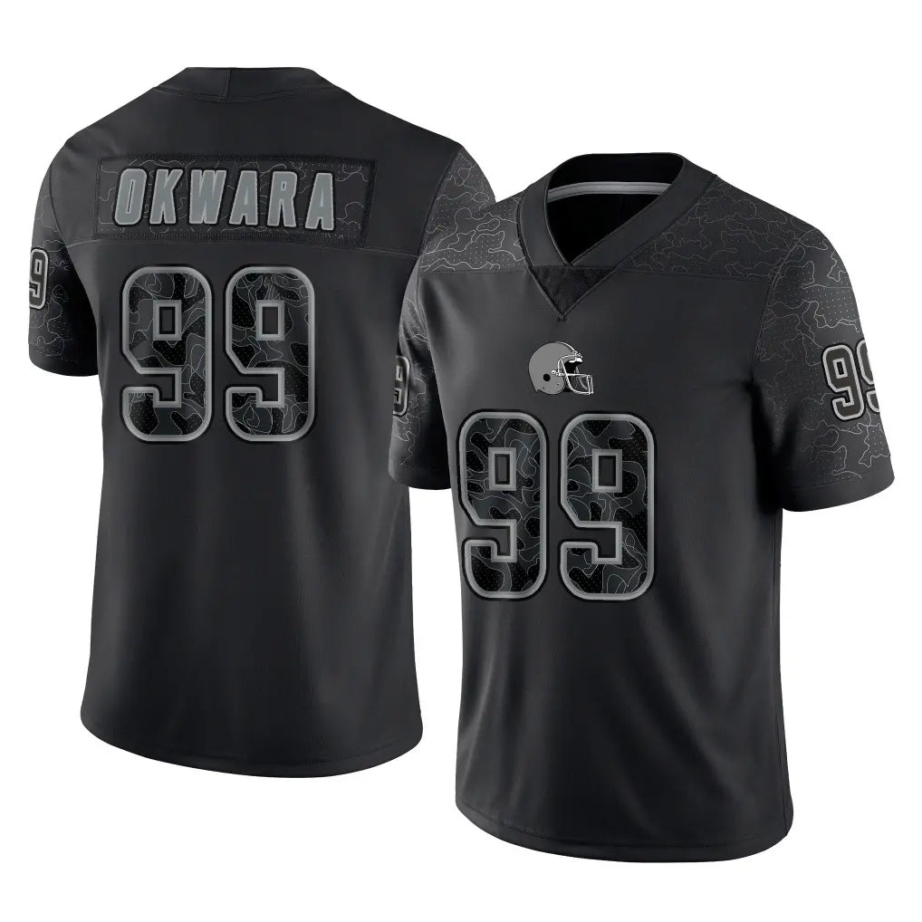 Kooe C.Browns #99 Julian Okwara Player Black Reflective Home Game Stitched Jerseys