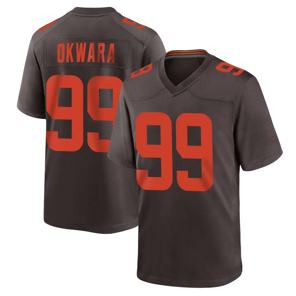 Kooe C.Browns #99 Julian Okwara Player Brown Alternate Home Game Stitched Jerseys