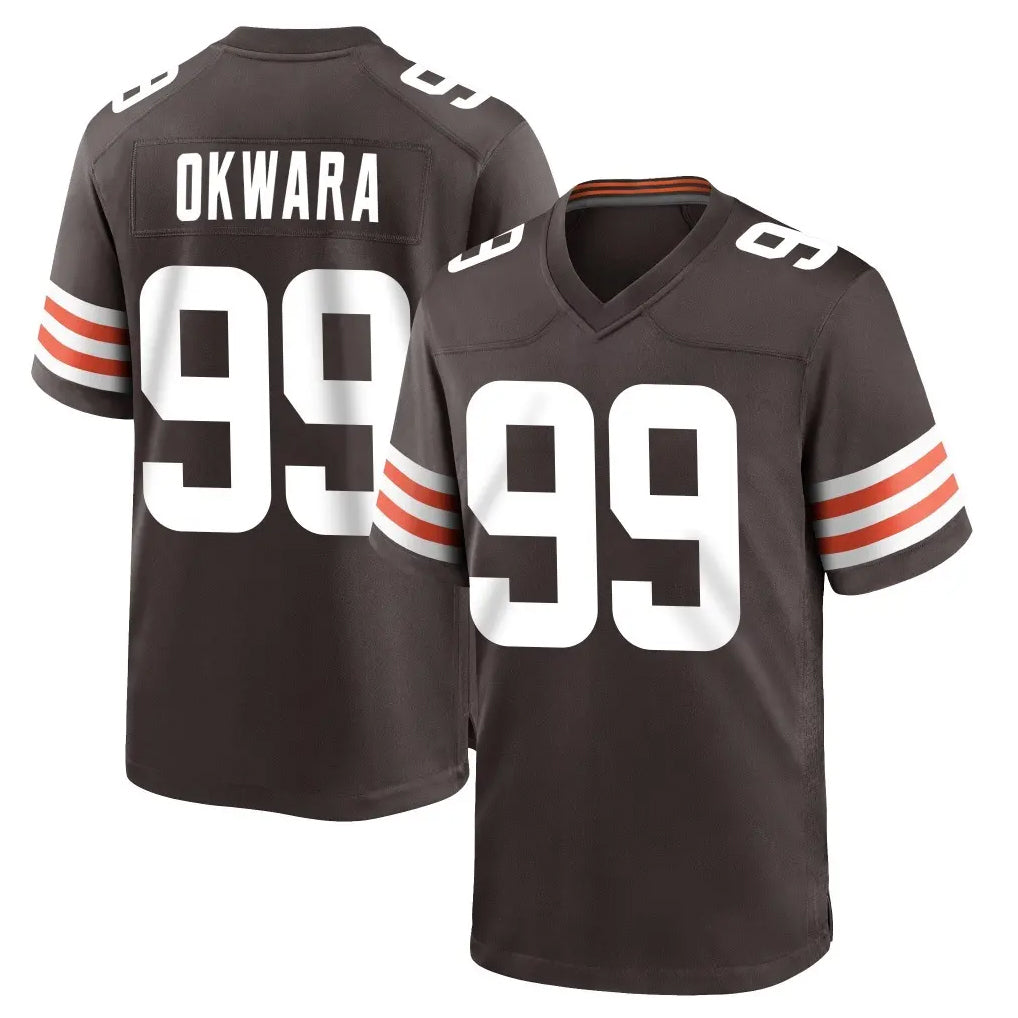 Kooe C.Browns #99 Julian Okwara Player Brown Home Game Stitched Jerseys