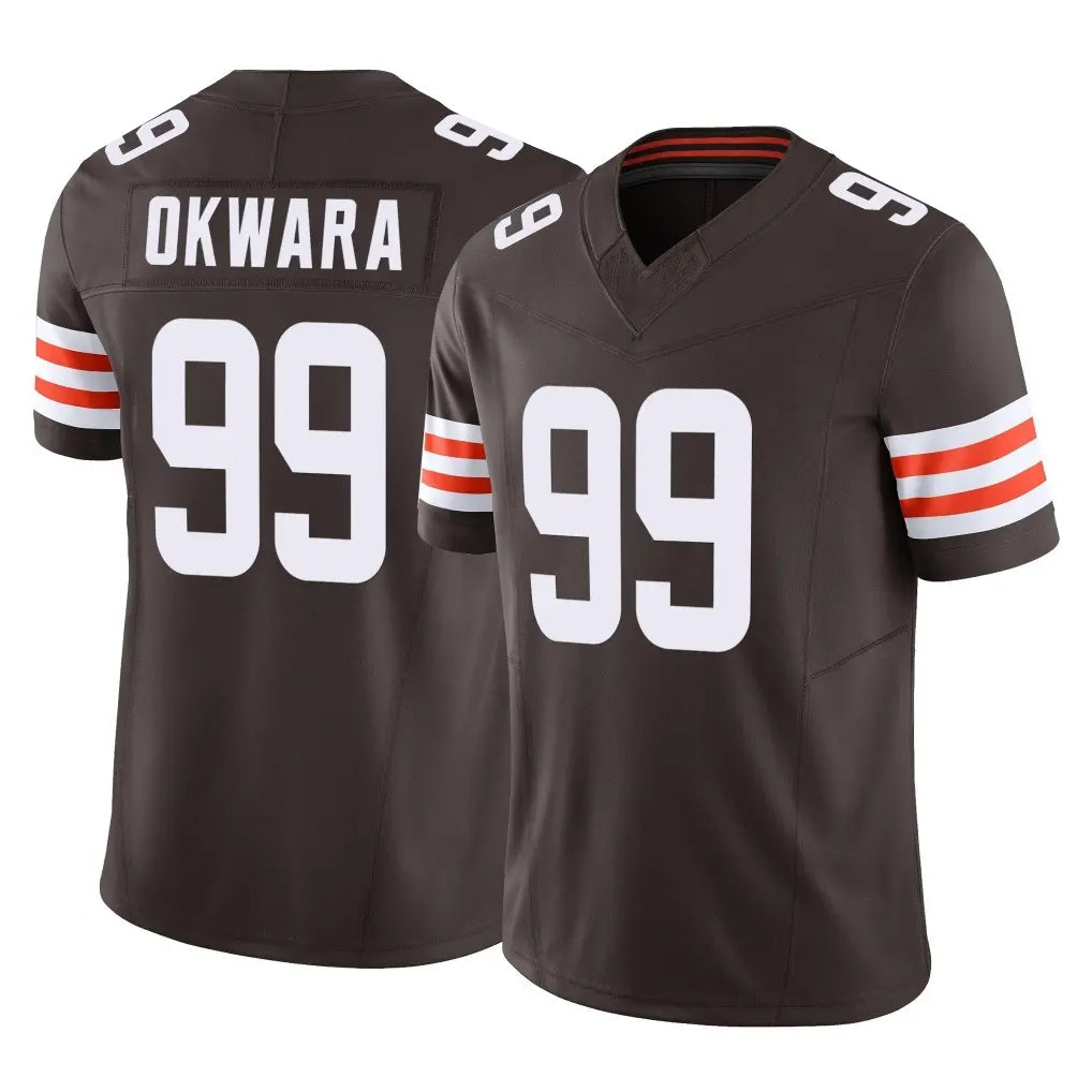 Kooe C.Browns #99 Julian Okwara Player Brown Vapor F.U.S.E. Limited Home Game Stitched Jerseys